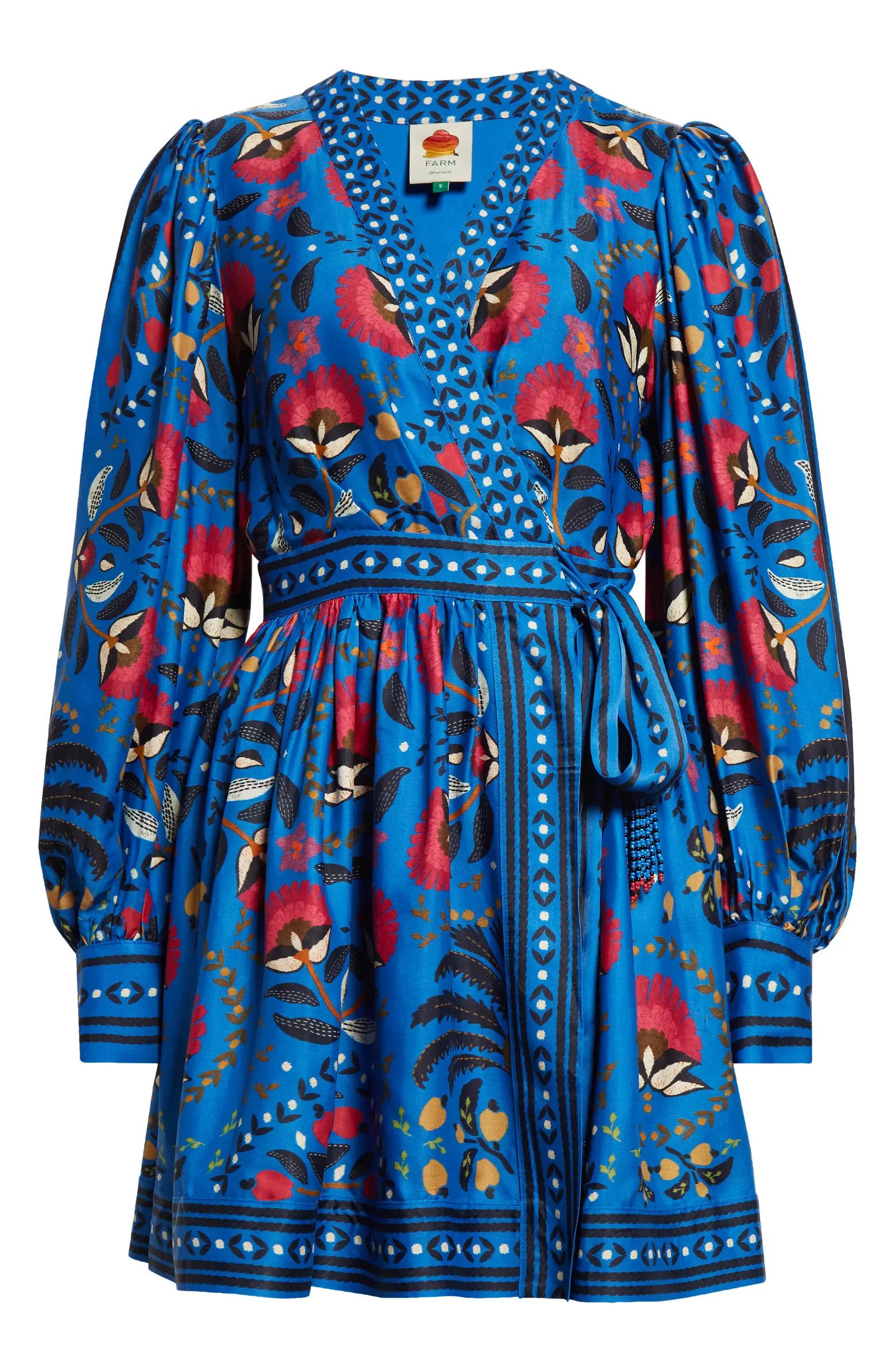 Palms Paradise Long Sleeve Wrap Minidress | Nordstrom