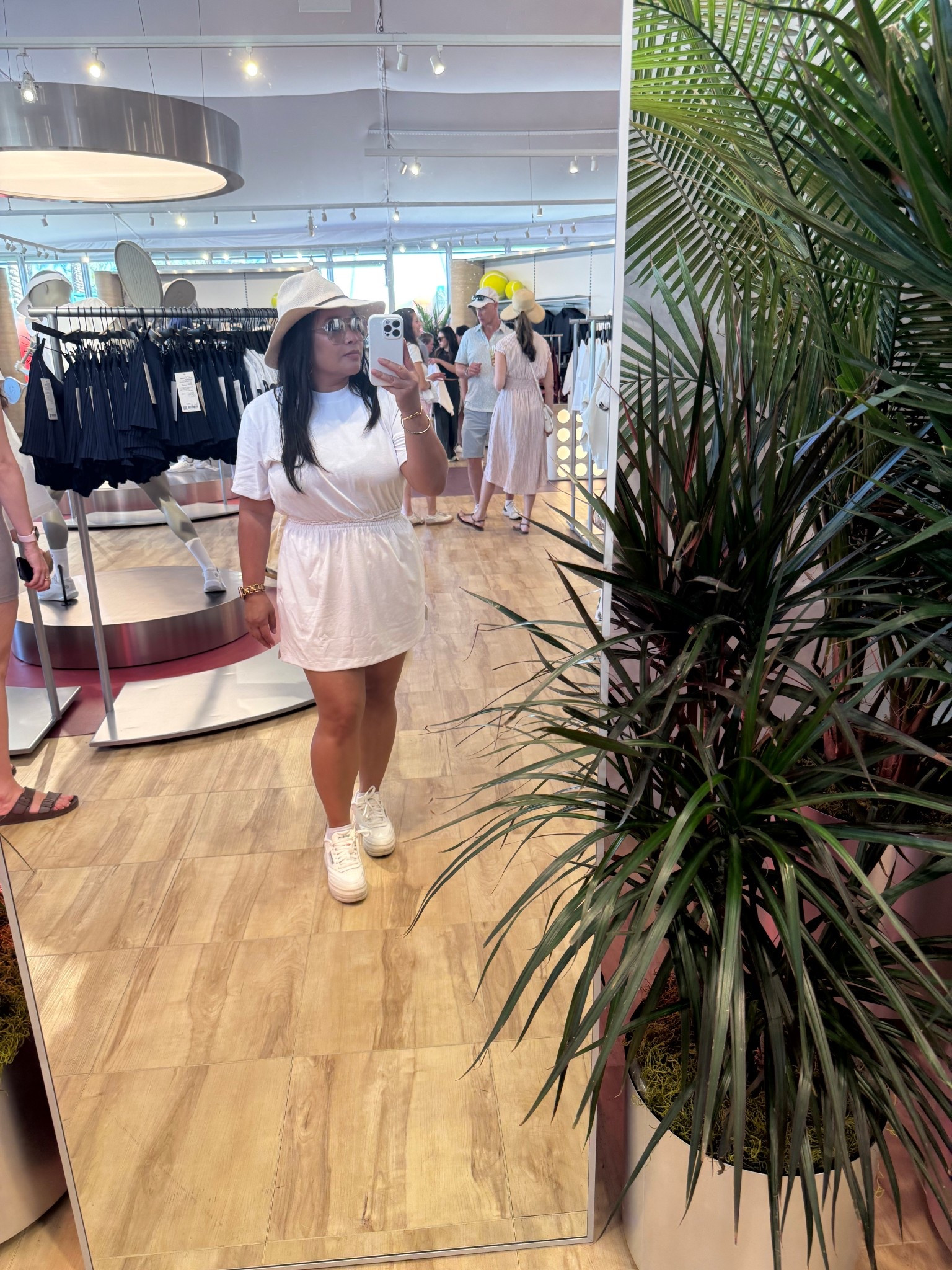 BNP Paribas Indian Wells Outfit Idea

Sharing what I wore for a sunny day at the tennis in Indian Wells. I love an outfit that feels effortless but still a little elevated for a full day walking the grounds and watching matches.

My base piece was a white tee dress from lululemon. It is one of those easy staples that always works because the waist is slightly cinched so it still feels flattering and feminine while staying comfortable for a full day out.

To elevate the look a bit I added a tan hat which gave the outfit a polished, sun ready feel. Platform reebok sneakers added some height while still being practical for all the walking around the tournament.

Accessories made the outfit feel playful and girly. I wore citrine drop hoop earrings which add the prettiest warm glow against neutral tones, along with clear frame aviator sunglasses that felt fresh and sporty for a bright desert day.

Easy, sporty, and a little elevated for a day at the BNP Paribas Open.

#bnpparibasopen #indianwellstennis #tennisoutfit #tennisstyle #lululemonstyle #teedress #sportyoutfit #athleisurestyle #platformsneakers #springtennisstyle

bnpparibas open outfit | indian wells tennis outfit | tennis tournament outfit ideas | lululemon tee dress outfit | sporty chic outfit | tennis spectator style | athleisure outfit ideas | platform reebok sneakers outfit | clear aviator sunglasses outfit | spring tennis fashion | desert tennis style

#LTKdayinmylife #LTKootd #LTKMidsize