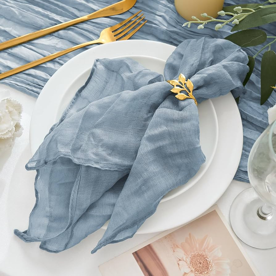 12 Pack Cheesecloth Napkins 20"x20" Dusty Blue Boho Gauze Cheese Cloth Napkins Bulk Rustic Dinner... | Amazon (US)