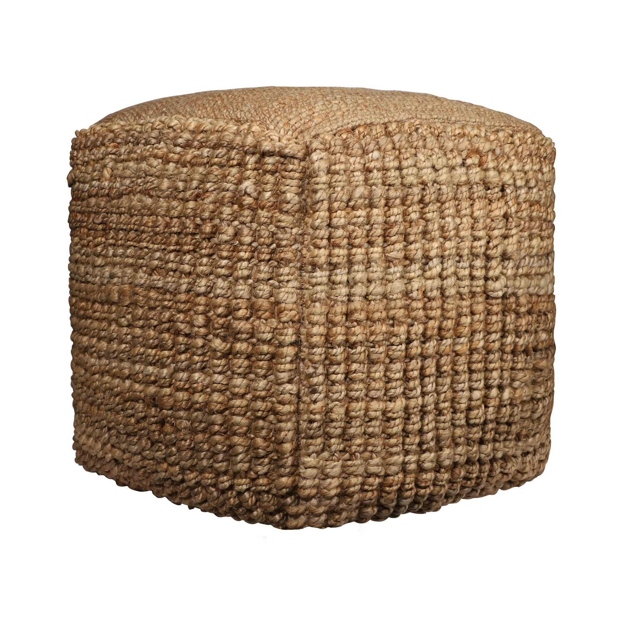 Ox Bay Jerry Square Natural Striped Jute Indoor Medium Pouf Ottoman, 18" H x 18" W | Walmart (US)