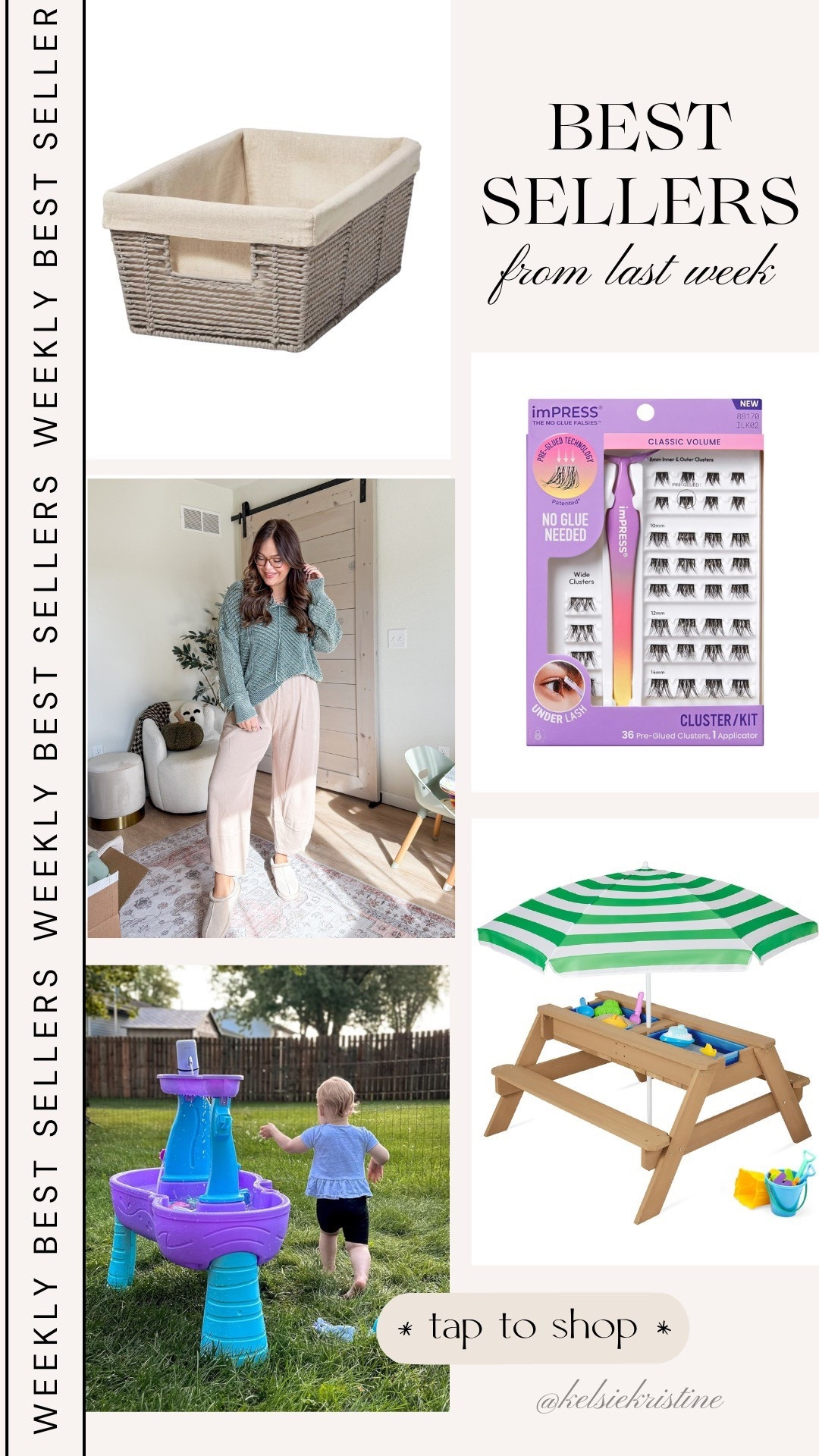 Last weeks best sellers // soft tummy pants / water table / 3 in 1 toddler picnic table / storage basket / no glue at home lashes

#LTKBeauty #LTKmomlife #LTKKids