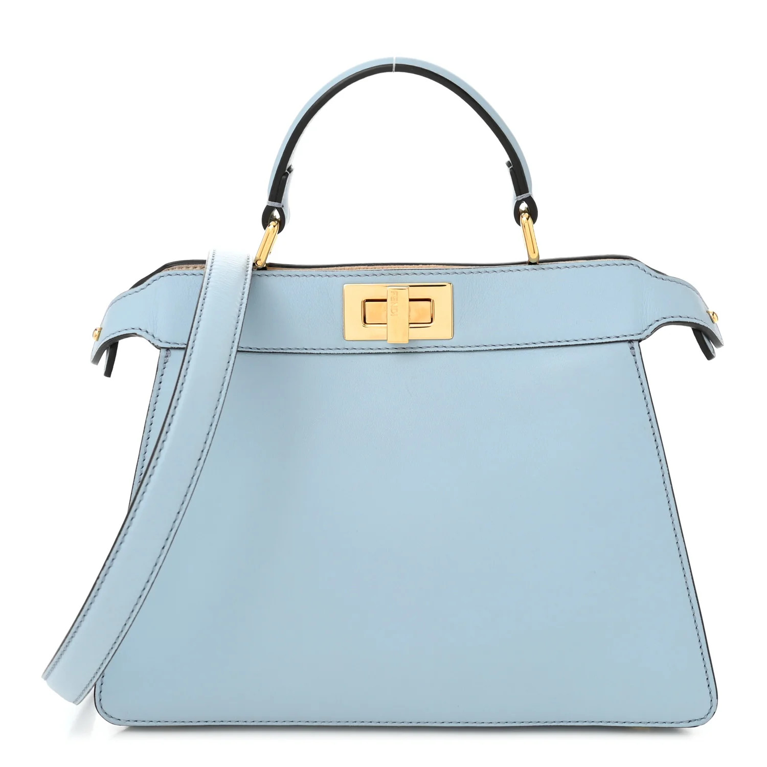 Vitello Seta Shiny Nappa Small Peekaboo I SEE U Satchel Azzurro Baby Camelia | FASHIONPHILE (US)