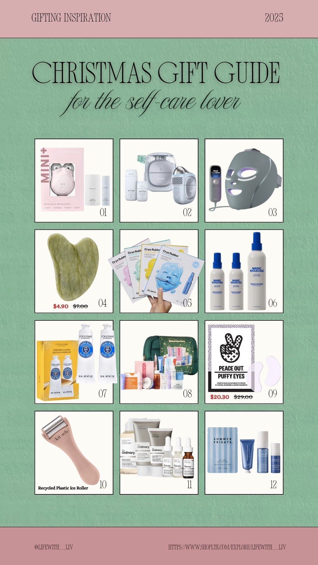 The ultimate Christmas gift guide for the self care lover 🎁✨
If you are shopping for someone who loves glowing skin, cozy routines, and little daily luxuries this guide has you covered. Every item here is something I genuinely love or would be thrilled to receive and they make perfect gifts for moms, friends, sisters, or a well deserved treat for yourself. From skincare must haves to at home beauty tools these are the pieces that elevate everyday routines into feel good rituals. Save this for later and tap to shop all of my favorites in one place 🤍 

#LTKGiftGuide #LTKHoliday #LTKselfcare