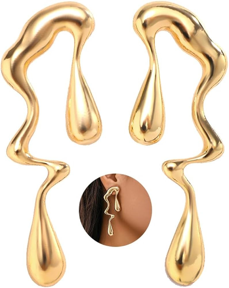 Liquid Asymmetrical Stainless Steel Drop Earrings Punk Hollow drop earrings Prom Party Festival Necklaces Gift for Women Teens Girls | Amazon (US)