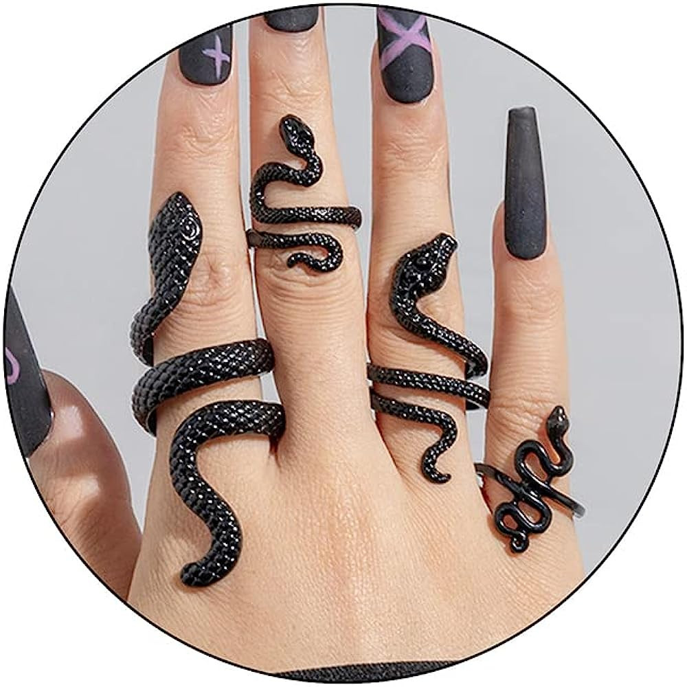 Otxas Gold Snake Ring Adjustable Punk Snake Ring for Women Boho Stacking Rings Set Vintage Goth S... | Amazon (US)
