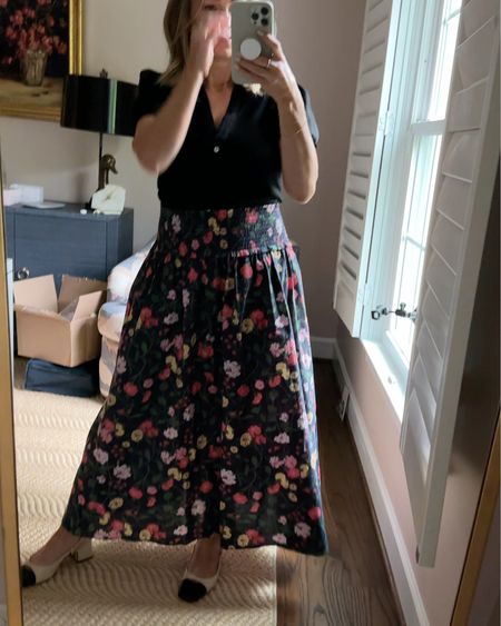 I love this floral maxi skirt. It’s very lightweight material so it’ll be great for summer. I have a size small. The waist band is super stretchy so sizing is forgiving. My top is Tuckernuck but I own a dupe from old navy that’s also great so I linked that too! 

#LTKshoecrush #LTKbaby #LTKSeasonal