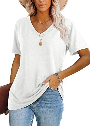 WIHOLL Womens Tops Casual Short Sleeve V Neck Summer T Shirts Fashion Spring Clothes | Amazon (US)