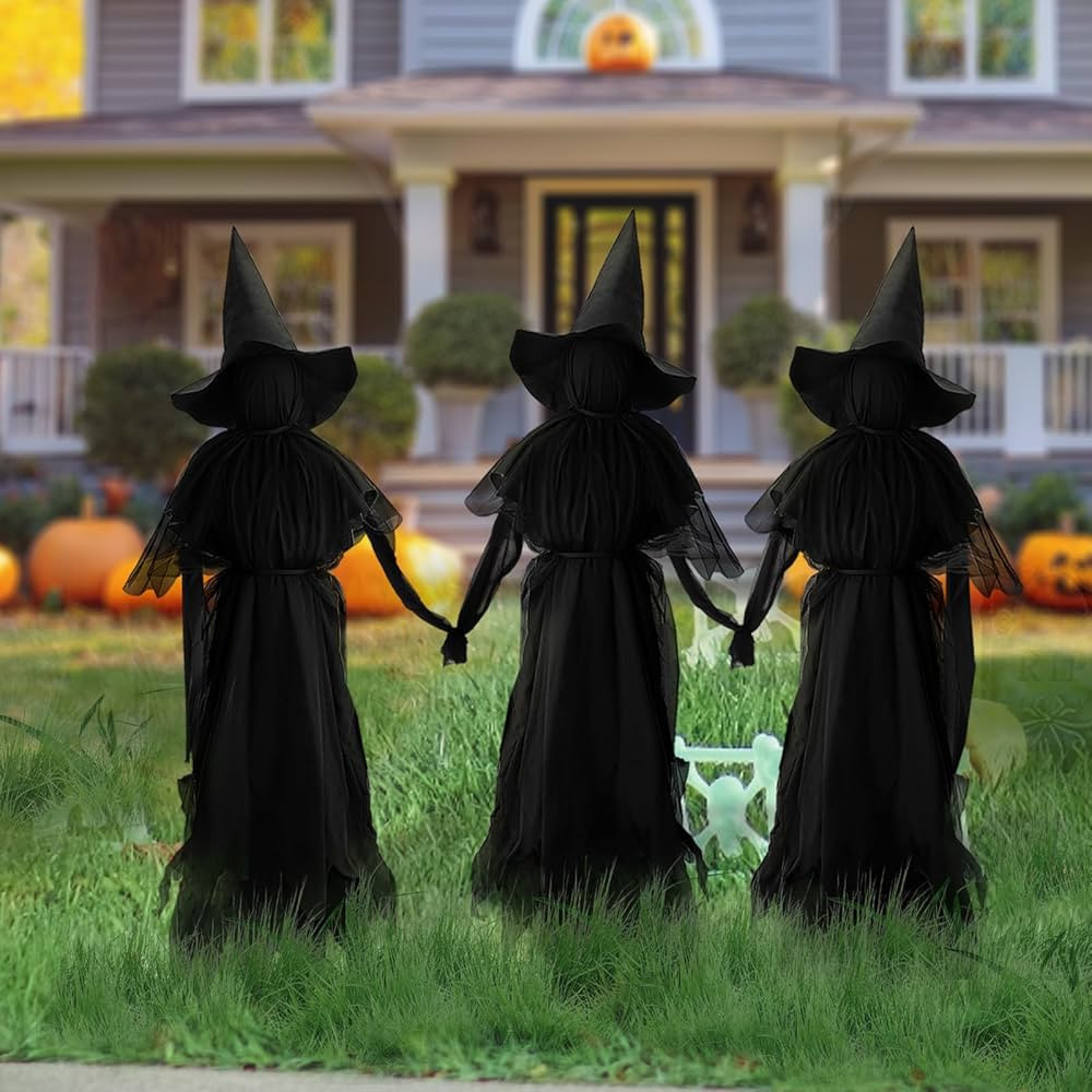 Halloween Decorations Outdoor - 3 Witches Holding Hands, Lighted Halloween Witches Garden Stake, ... | Amazon (US)