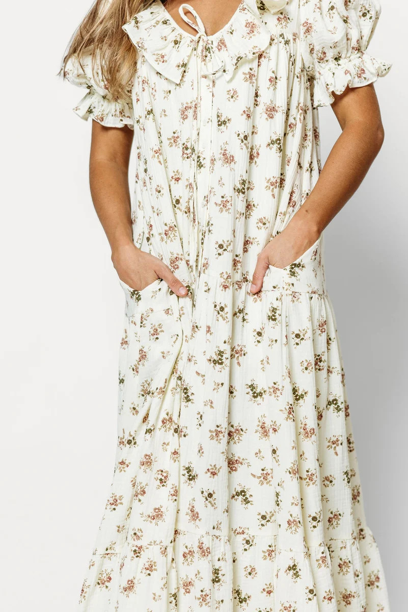 Sunday 100% Cotton Maxi Dress in Ivory Floral - Bump Friendly & Inclus | Worth Collective
