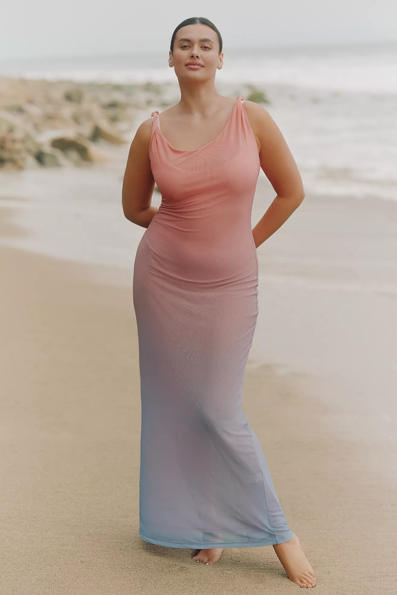 Good American Mesh Twist Maxi Dress | Anthropologie (US)