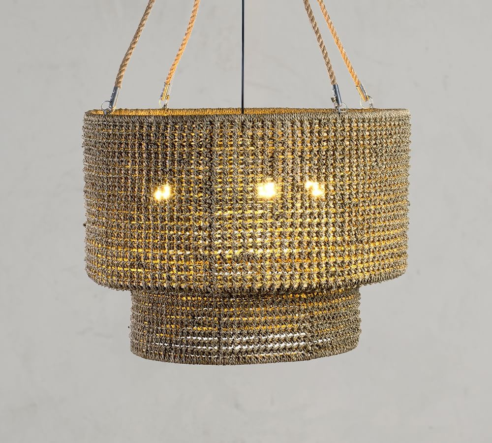 Rattan Double Drum Pendant | Pottery Barn (US)