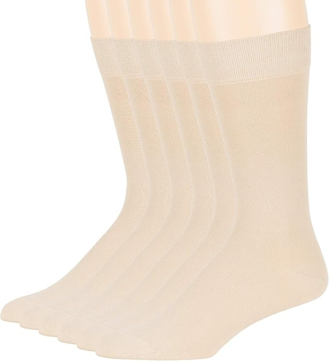 7BigStars Men's Dress Socks Cotton-6 pack-XL-L-Big Tall-Brown Beige Navy Blue Black Grey Tan Khak... | Amazon (US)