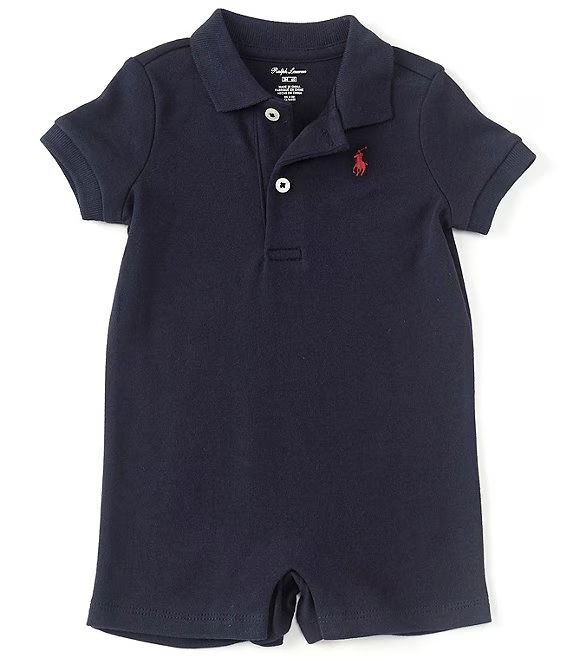 Childrenswear Baby Boys 3-24 Months Short-Sleeve Polo Interlock Shortall | Dillards