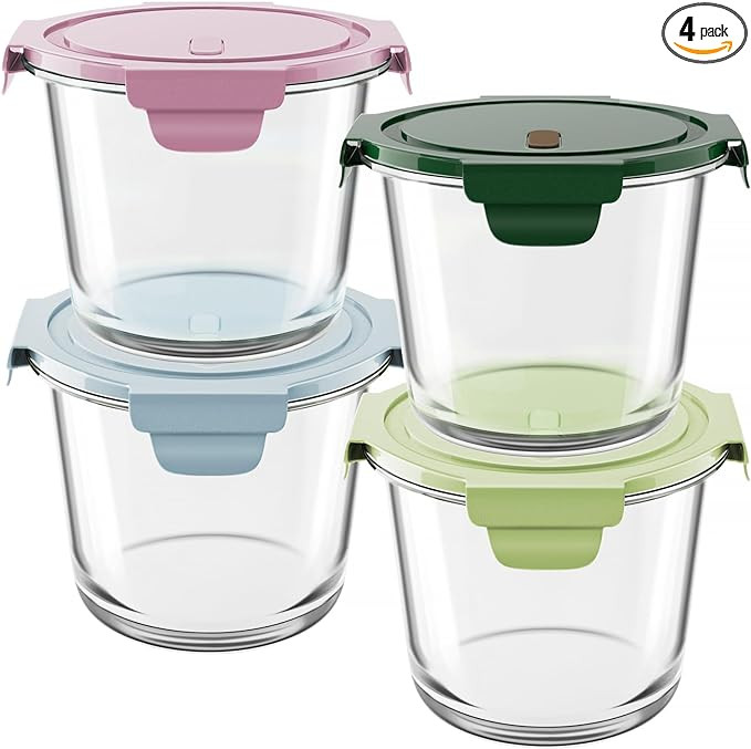 8 PCS Glass Meal Prep Containers with Lids, Airtight 3 Cup Glass Storage Containers Set, Heat-Res... | Amazon (US)