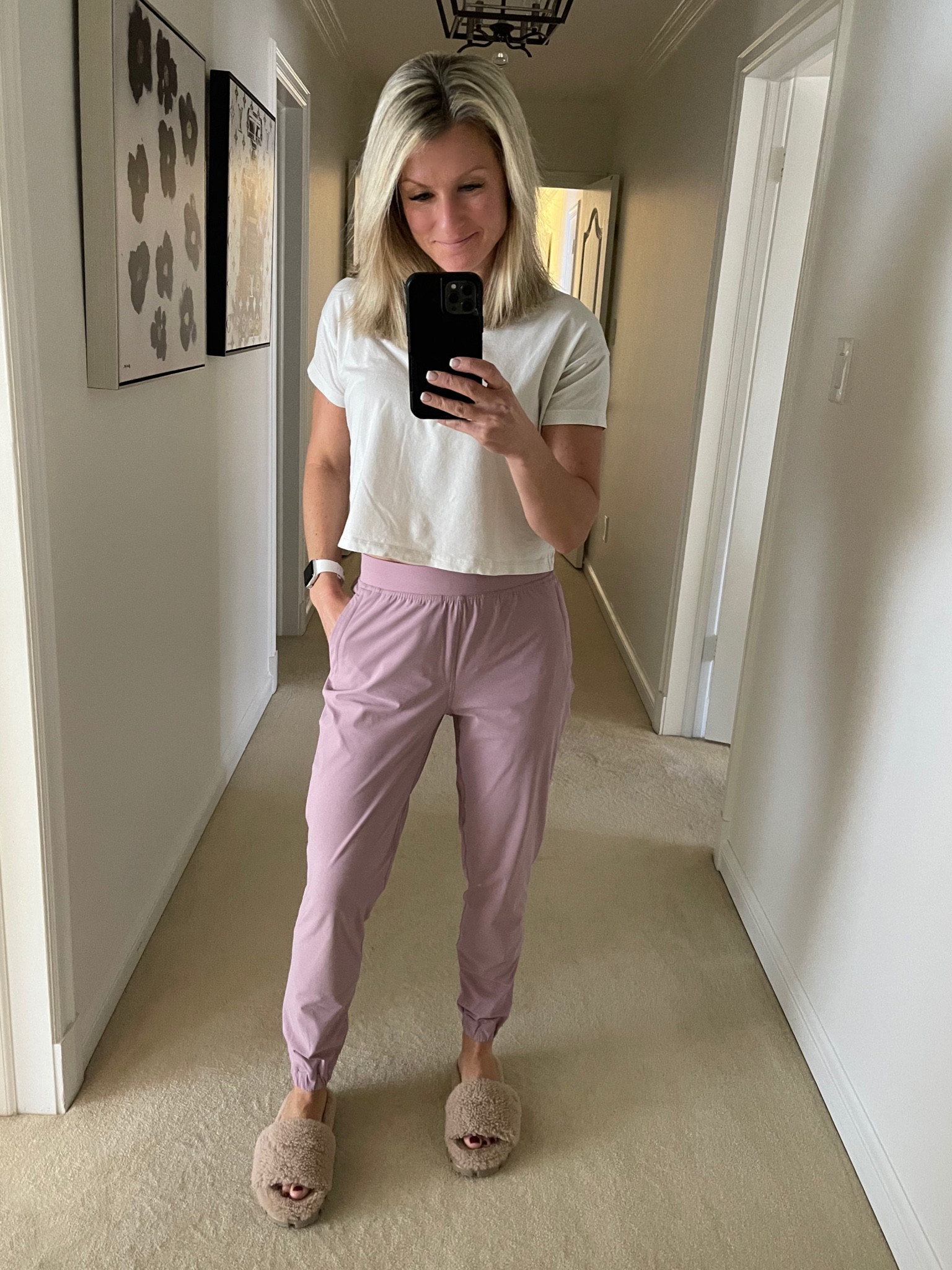 Love this chill and comfortable look for a work from home day! The color in these joggers is sold out but they have so many other gorgeous ones for Fall! 

Fit4Janine, Athleisure, Lululemon, Ugg

#LTKStyleTip #LTKFitness #LTKActive