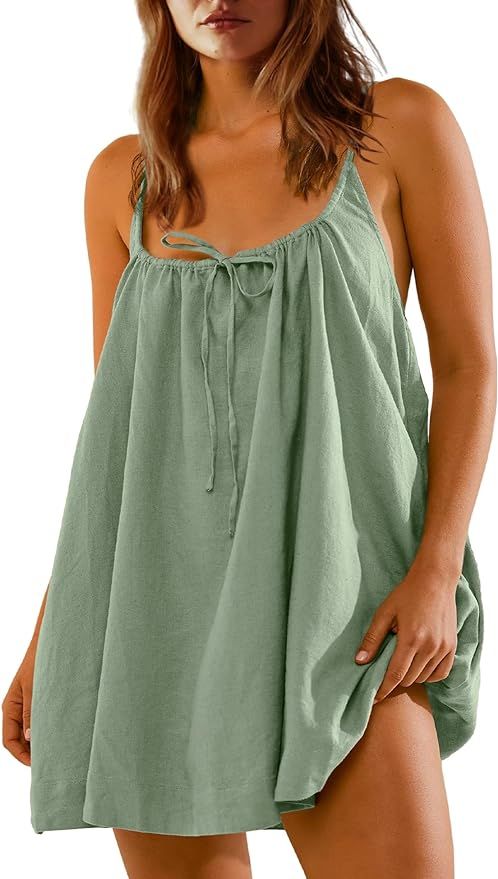 Nirovien Womens Summer Mini Dress Sleeveless Short Sundresses with Pockets Casual Loose Beach Vac... | Amazon (US)