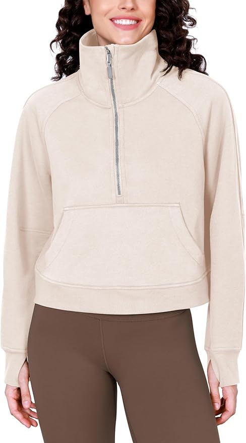 ODODOS Women's Hoodies Full/Half Zip Fleece Lined Sweatshirts Oversize Cropped Pullover with Pock... | Amazon (US)