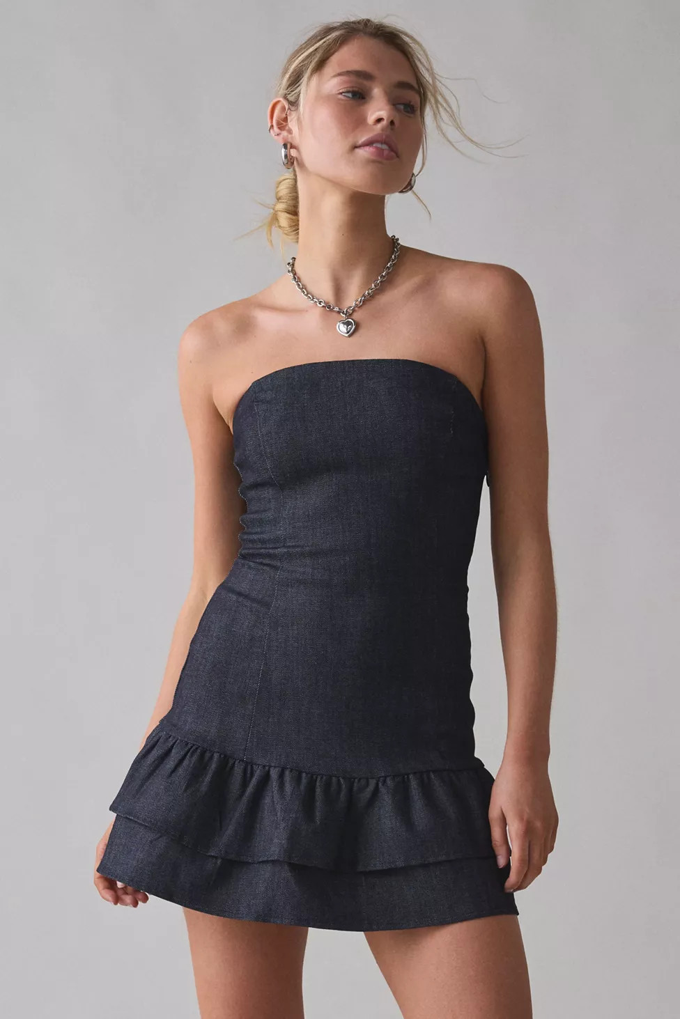 Motel Lumins Strapless Drop Waist Mini Dress | Urban Outfitters (US and RoW)