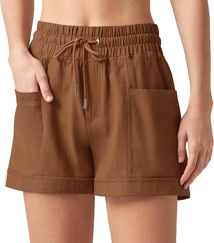 Willit Women's Linen Shorts Casual Summer Shorts High Waisted Comfy Pull On Shorts with Pockets 4... | Amazon (US)