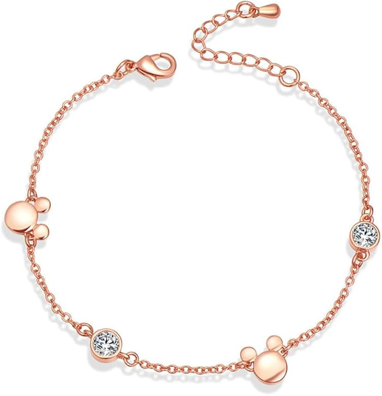 Dainty Mouse Bracelet Crystal Cubic Zirconia Mice Animal Adjustable Chain Hand Wrist Bracelets Cu... | Amazon (US)