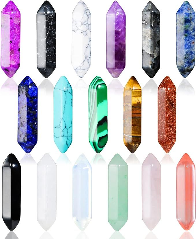 17Pcs Healing Crystals Stones Sets, Hexagonal Bullet Shaped Reiki Meditation Gemstone Chakra Ston... | Amazon (US)