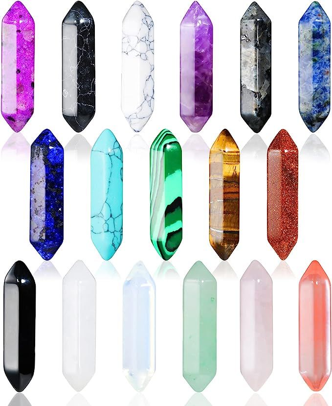 17Pcs Healing Crystals Stones Sets, Hexagonal Bullet Shaped Reiki Meditation Gemstone Chakra Ston... | Amazon (US)