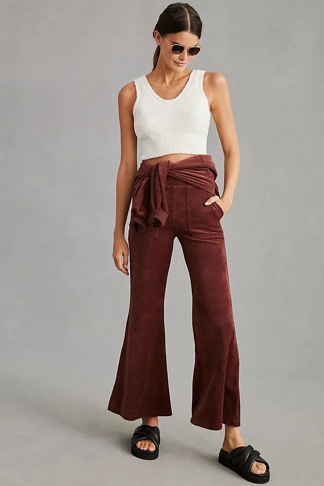 Daily Practice by Anthropologie Velour Corduroy Flare Pants | Anthropologie (US)