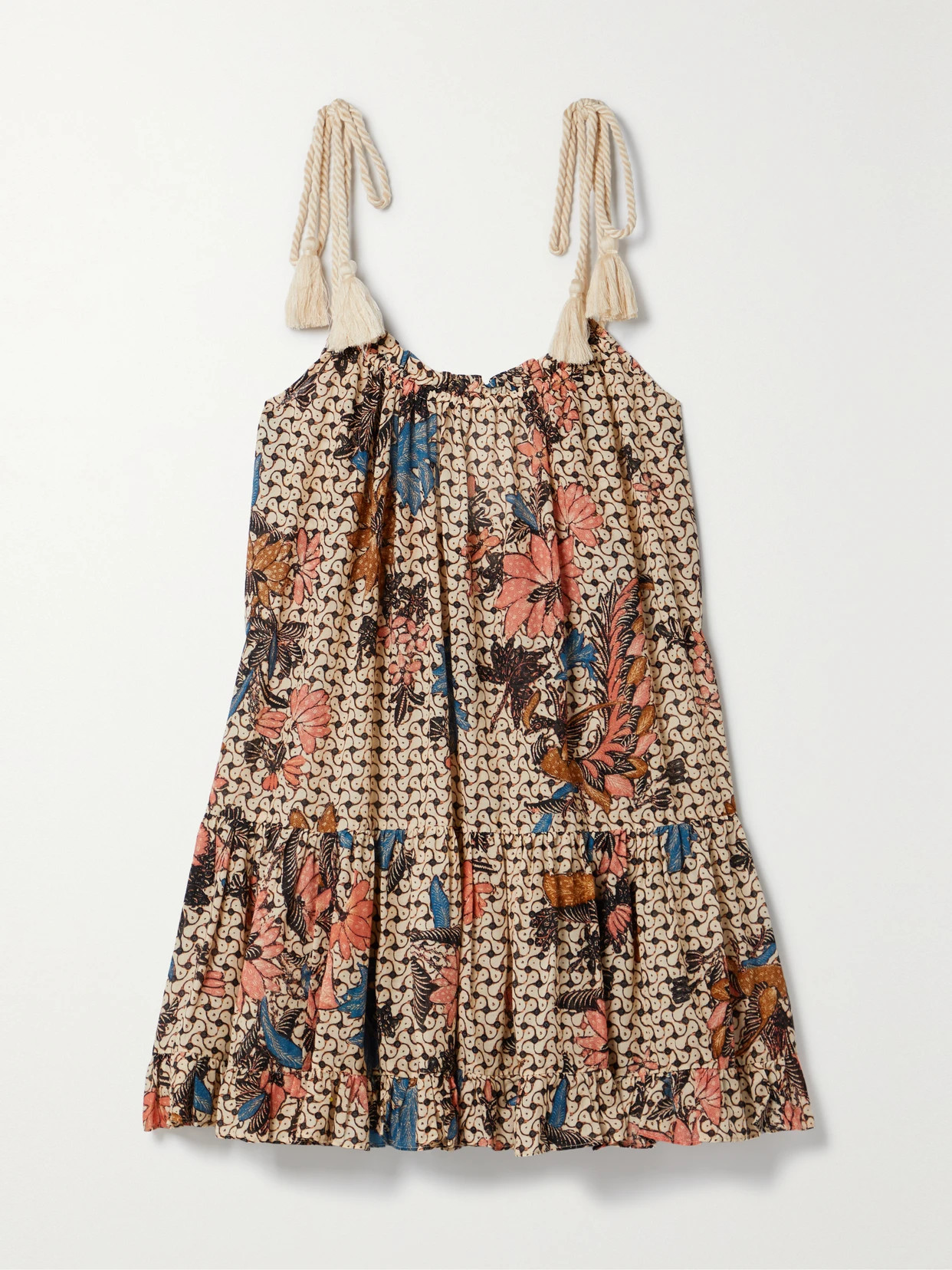 Ulla Johnson - Trula Rope-detailed Printed Cotton-blend Voile Coverup - White | NET-A-PORTER (US)