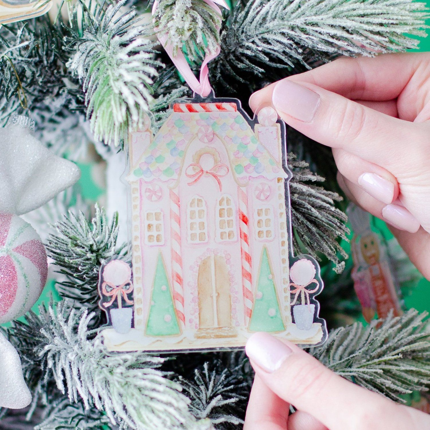 Pastel Gingerbread House Watercolor Ornament — Simply Jessica Marie | Simply Jessica Marie