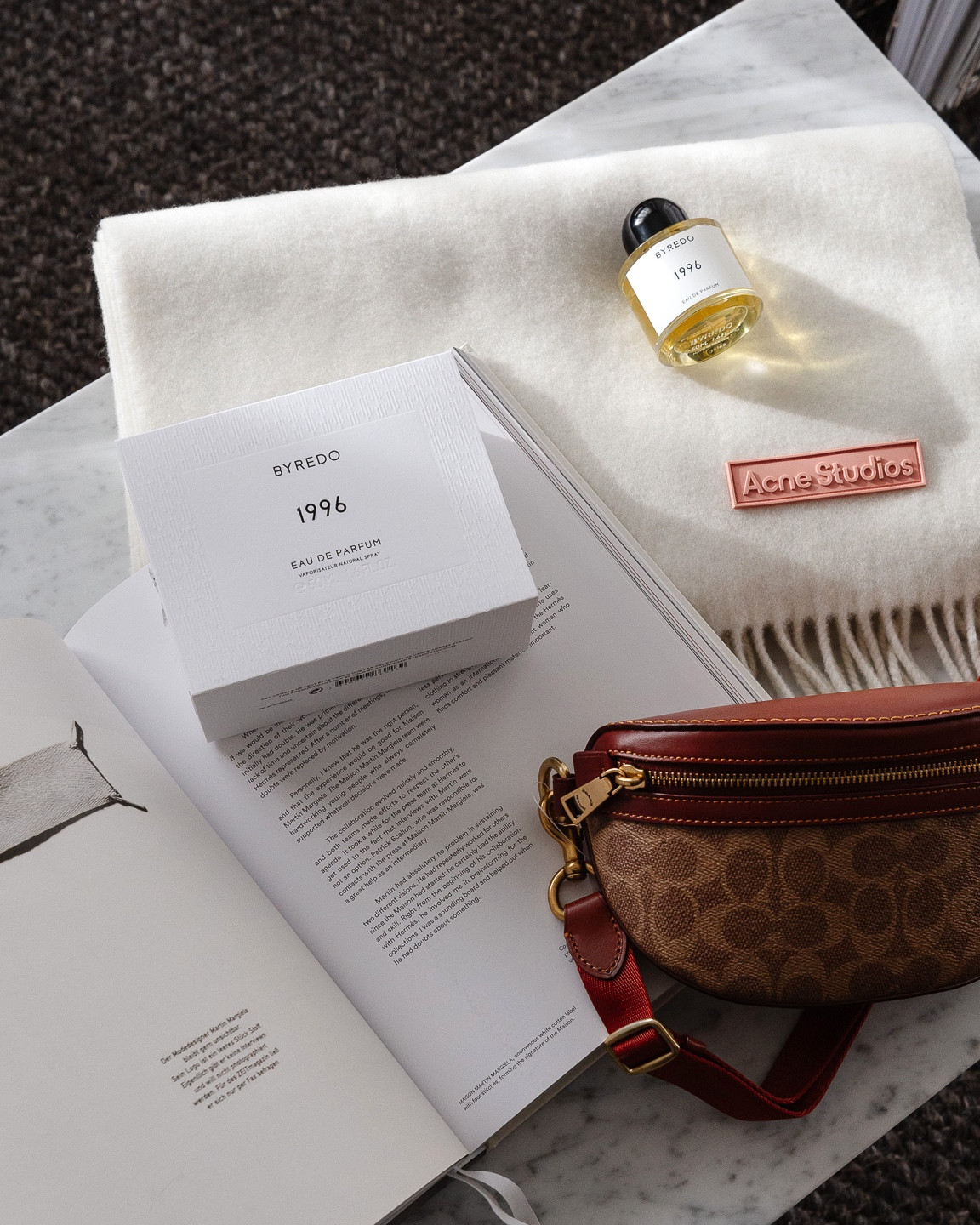 Holiday gift ideas for the person who has everything. Coach coated canvas and leather belt bag. Byredo 1996 fragrance (intense, woody, genderless). Acne Studios wool scarf in off-white. All items available on 24S. *gifted 

#LTKSeasonal #LTKGiftGuide #LTKHoliday