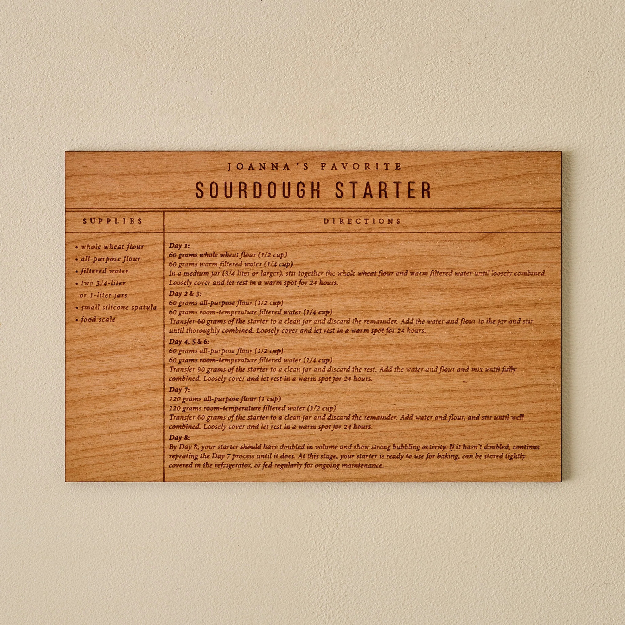 Sourdough Starter Wooden Recipe Card | Magnolia