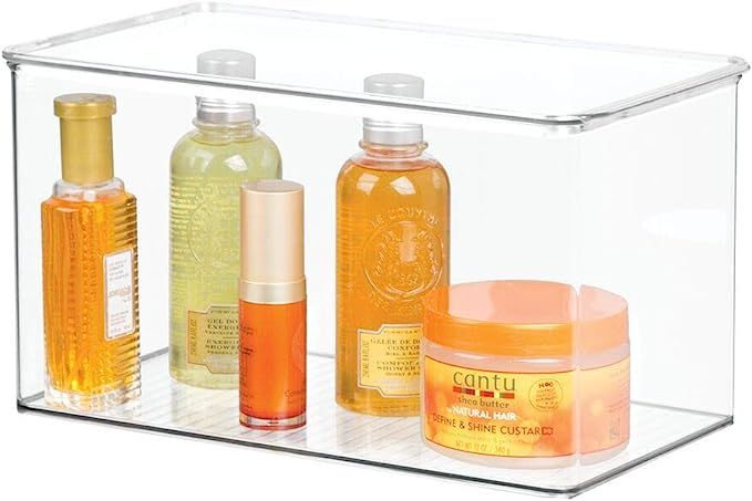 mDesign Stackable Bathroom Storage Box with Lid - Container for Organizing Hand Soaps, Body Wash,... | Amazon (US)