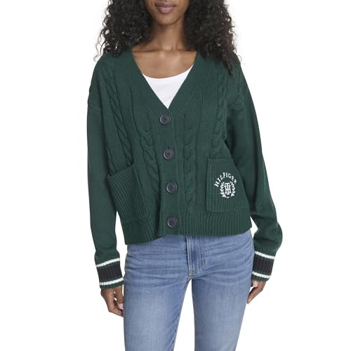Tommy Hilfiger Womens Boxy Varsity Cable Cardigan | Amazon (US)