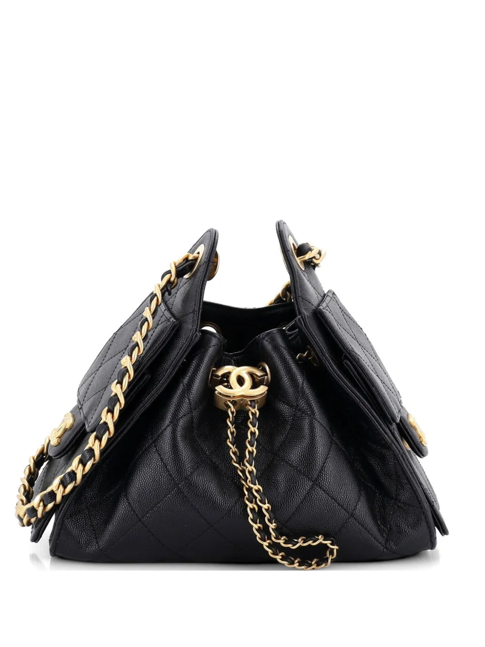 CHANEL Pre-Owned 25 Quilted Caviar Mini Hobo Bag | Black | FARFETCH | Farfetch Global