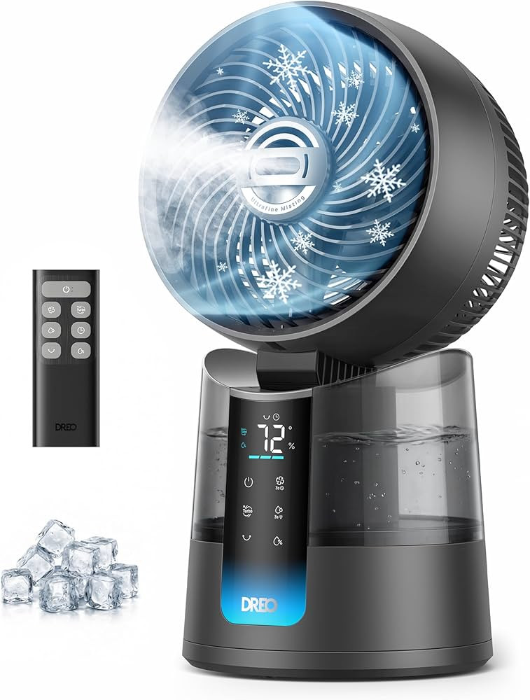 DREO TurboCool Misting Fan 516, 5\u2109 Drop Cooling Fans that Blow Cold Air, 150\u00b0+30\u00b0 ... | Amazon (US)