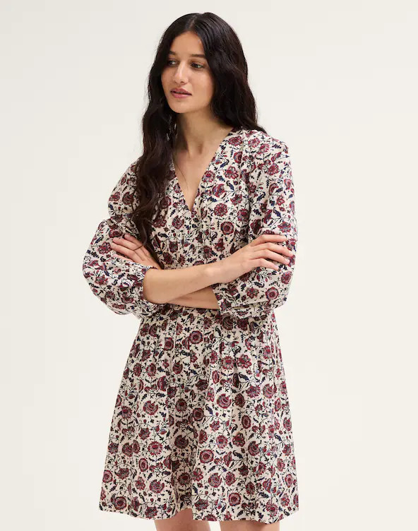 V-Neck Pintuck Mini Dress | Madewell