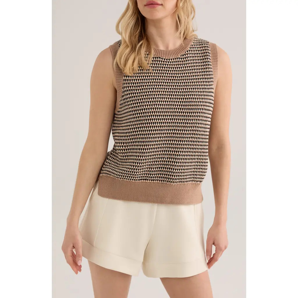 Varley Knowles Texture Knit Sweater Vest in Warm Taupe Multi Stitch at Nordstrom, Size Small | Nordstrom
