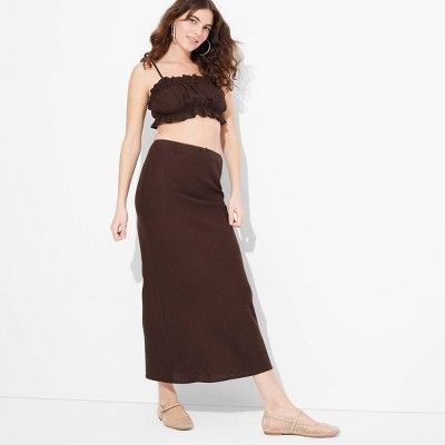 Women's Linen Bow-Front Maxi Skirt - Wild Fable™ Dark Brown M | Target