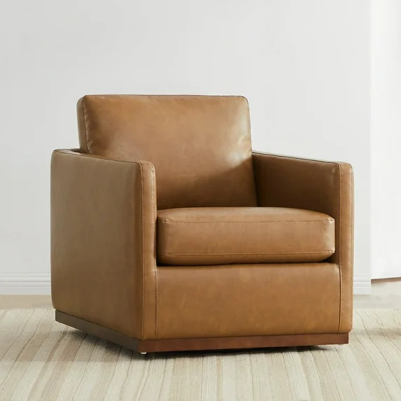 CHITA Swivel Accent Chairs for Living Room, Comfortable Arm Chairs for Bedroom,Faux Leather in Sa... | Walmart (US)