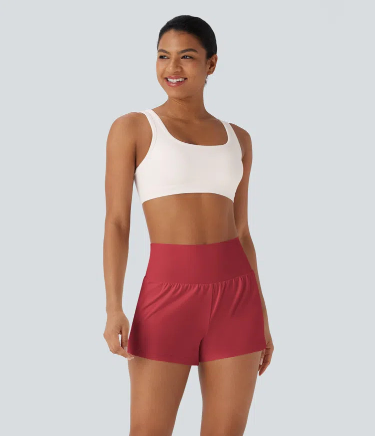 SoftlyZero\u2122 Airy Super High Waisted 2-in-1 InstantCool Yoga Shorts with Pockets | HALARA