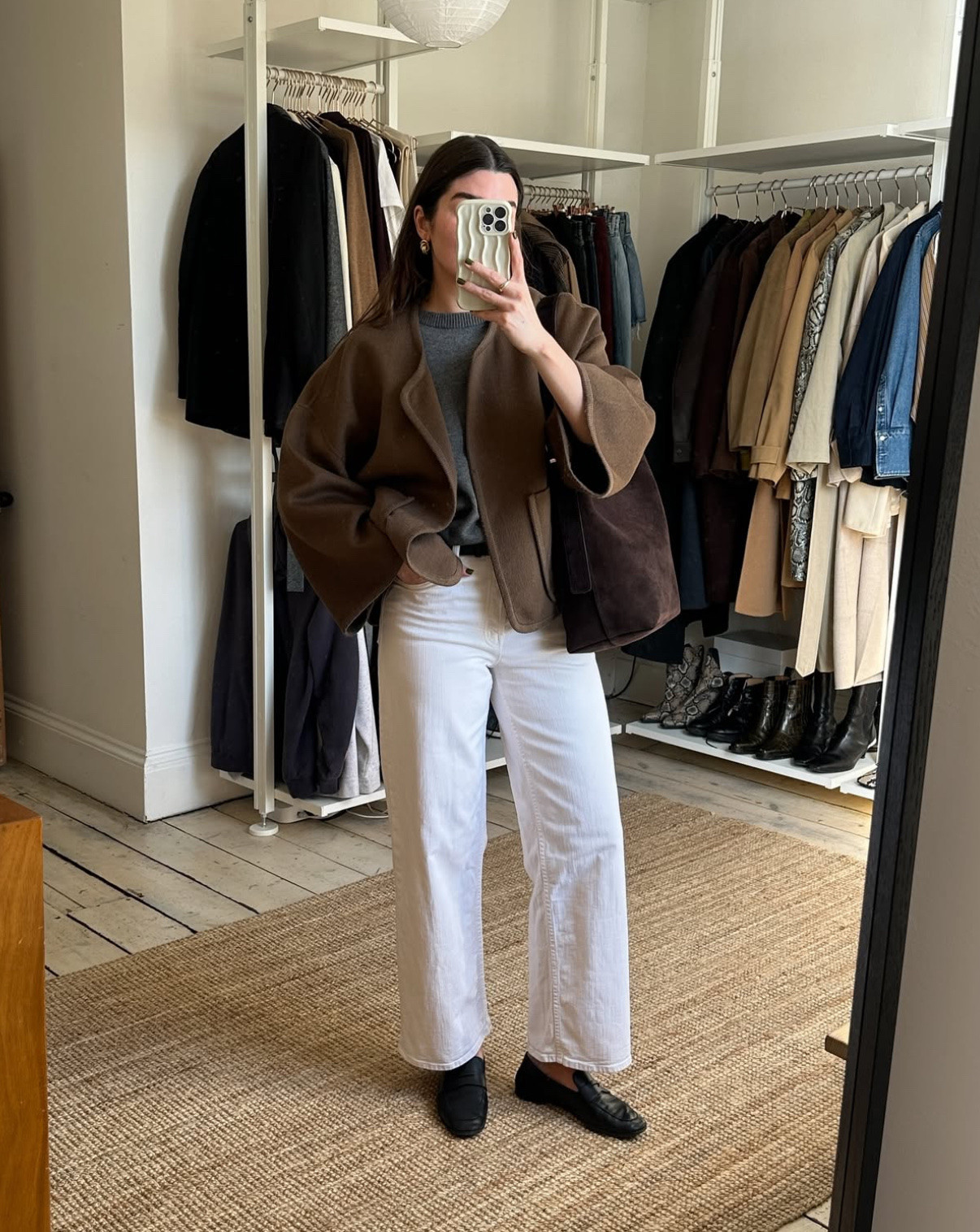 Easter weekend spring OOTD 🌷 classic suede chocolate brown jacket, styled with the denim of the season, white cropped jeans

#LTKstyletip #LTKspring