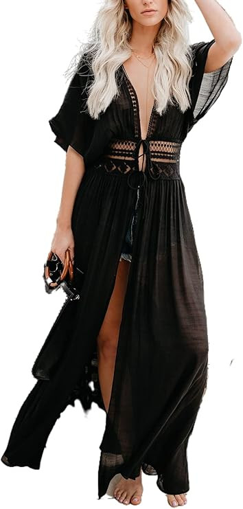 Wander Agio Womens Bikini Cover Ups Beach Coverup Swimsuits Sunscreen Long Top | Amazon (US)