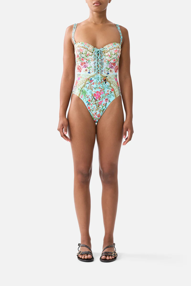 LACE UP UNDERWIRE MOULDED CUP ONE PIECE SULTANS AND QUEENS | Camilla US