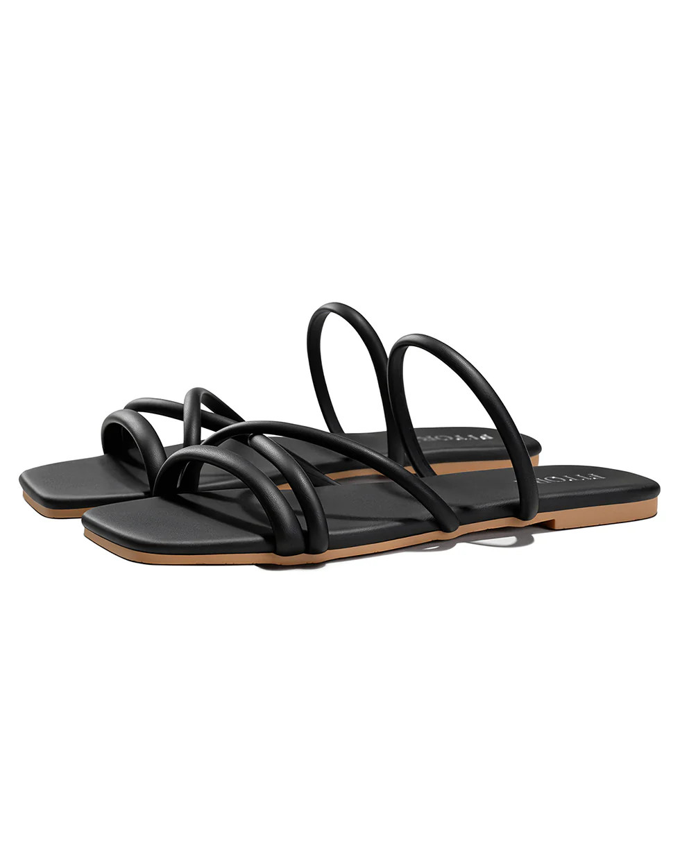 Alexis | Multi Strap Flat Slides | Fitory Footwear US