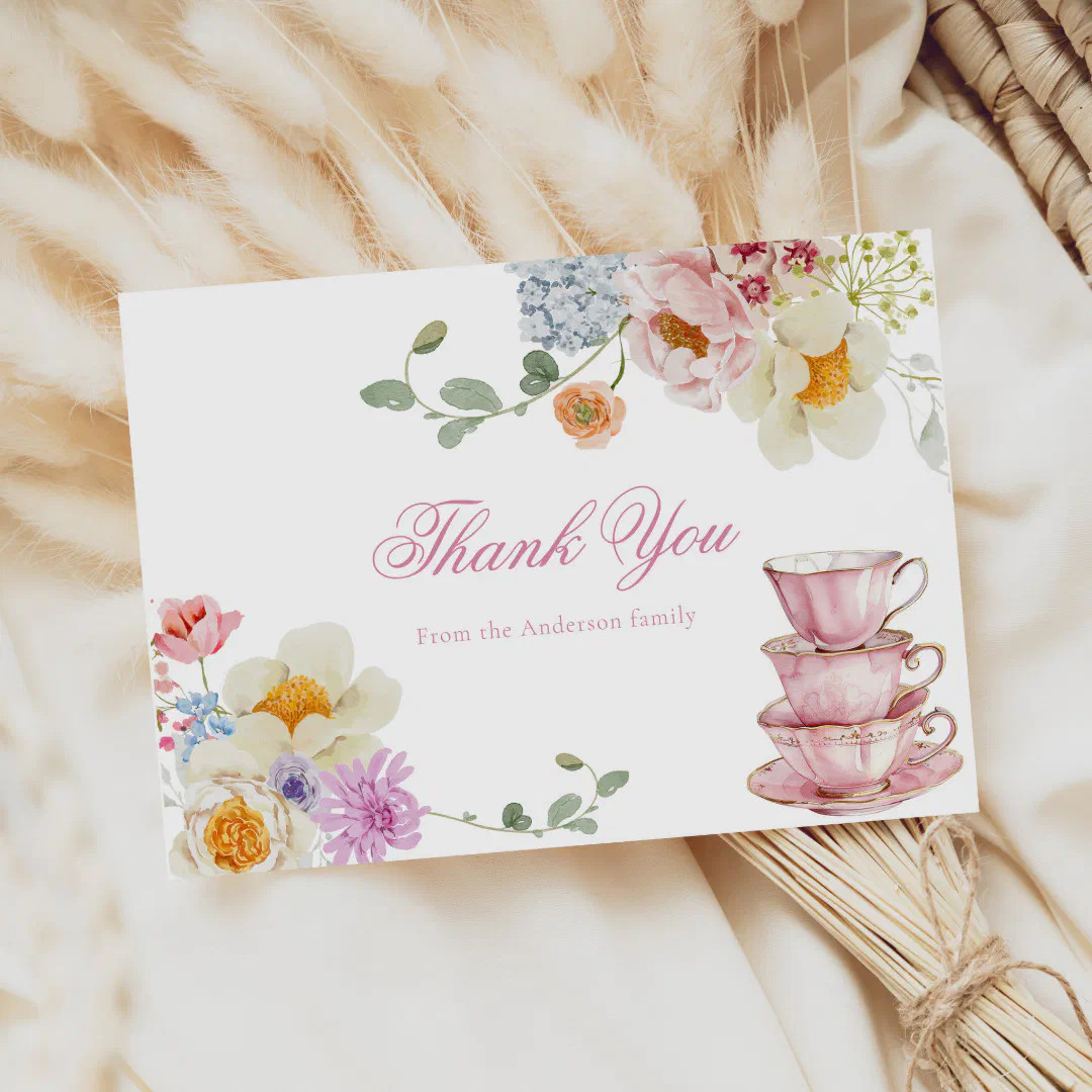 Wildflower Tea Party Baby Shower Thank You | Zazzle | Zazzle