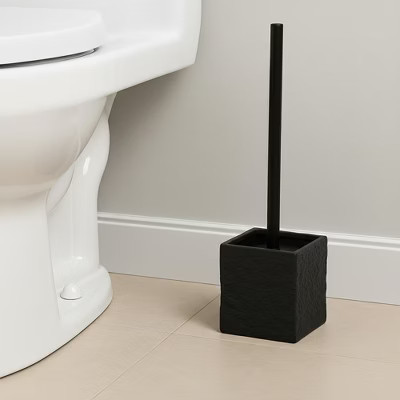 Evideco French Home Goods Black Stone Effect Square Toilet Brush and Holder Set | Target