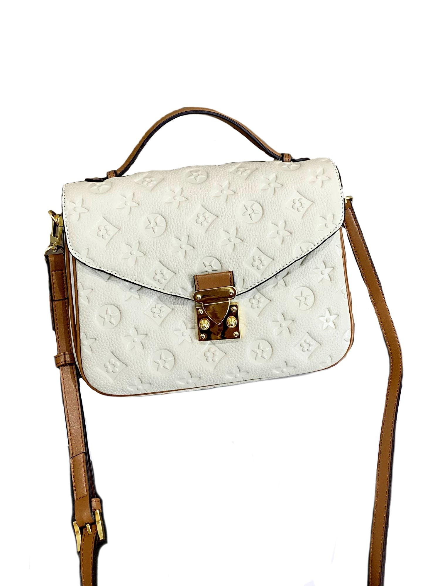 'Magen' Flower Emboss Messenger Bag with Top Handle | Goodnight Macaroon