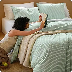 Bedsure Striped Duvet Cover King, 100% Washed Cotton Duvet Cover Linen‑Like, PureWoven with Rev... | Amazon (US)