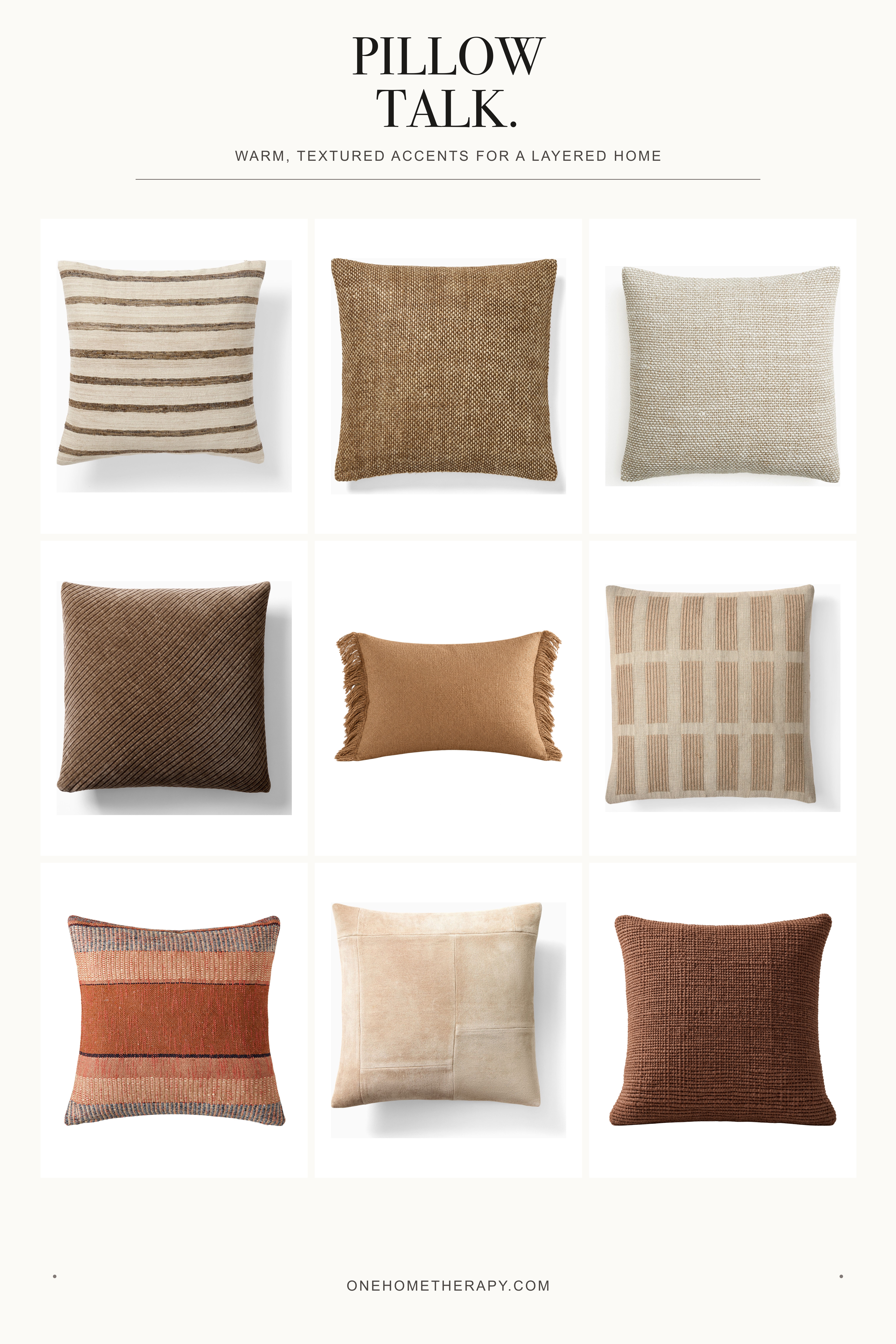 Pillow talk, but make it chic. The easiest way to make a room feel warmer, richer and more collected? Layer texture, tone and a little pattern. These neutral finds do all the work without trying too hard.
#LTKHome
#LTKFindsUnder100
#HomeDecor #PillowRefresh #NeutralHome
#FallHome #CozyHome #InteriorInspo #TexturedHome #OneHomeTherapy
#LTKSeasonal
#LTKHome
#LTKOver40

#LTKSeasonal #LTKU #LTKHome 

  

 