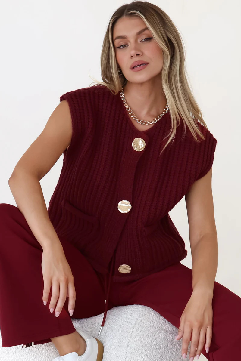 Shop the Khloe Knit Top in Wine | Salty Crush | Trending Knitwear | Salty Crush